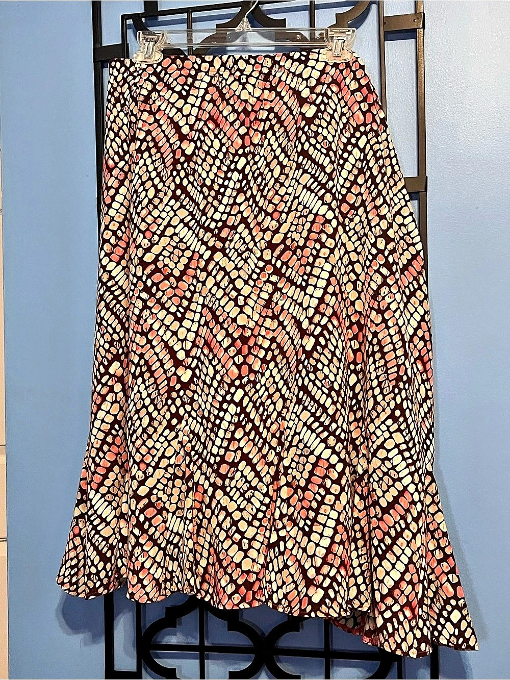 TanJay Women's Animal Print Midi Skirt Brown & Pink Size 18